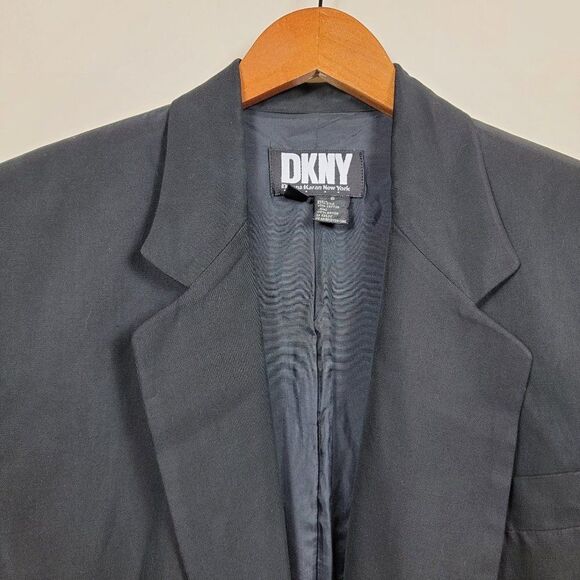 DKNY Blazer Womans Size 6 Black Silk Cotton Blend - Picture 2 of 11